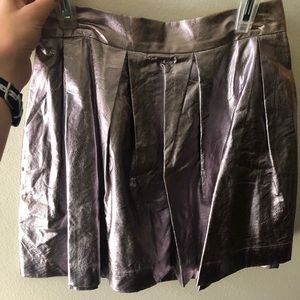 Metallic blush pink leather mini skirt